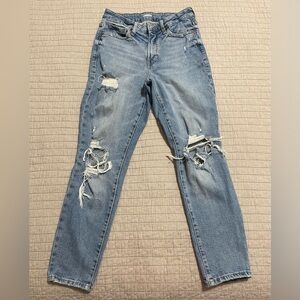 Old Navy Blue Distressed O.G. Straight High Rise Jeans Women's Size 4